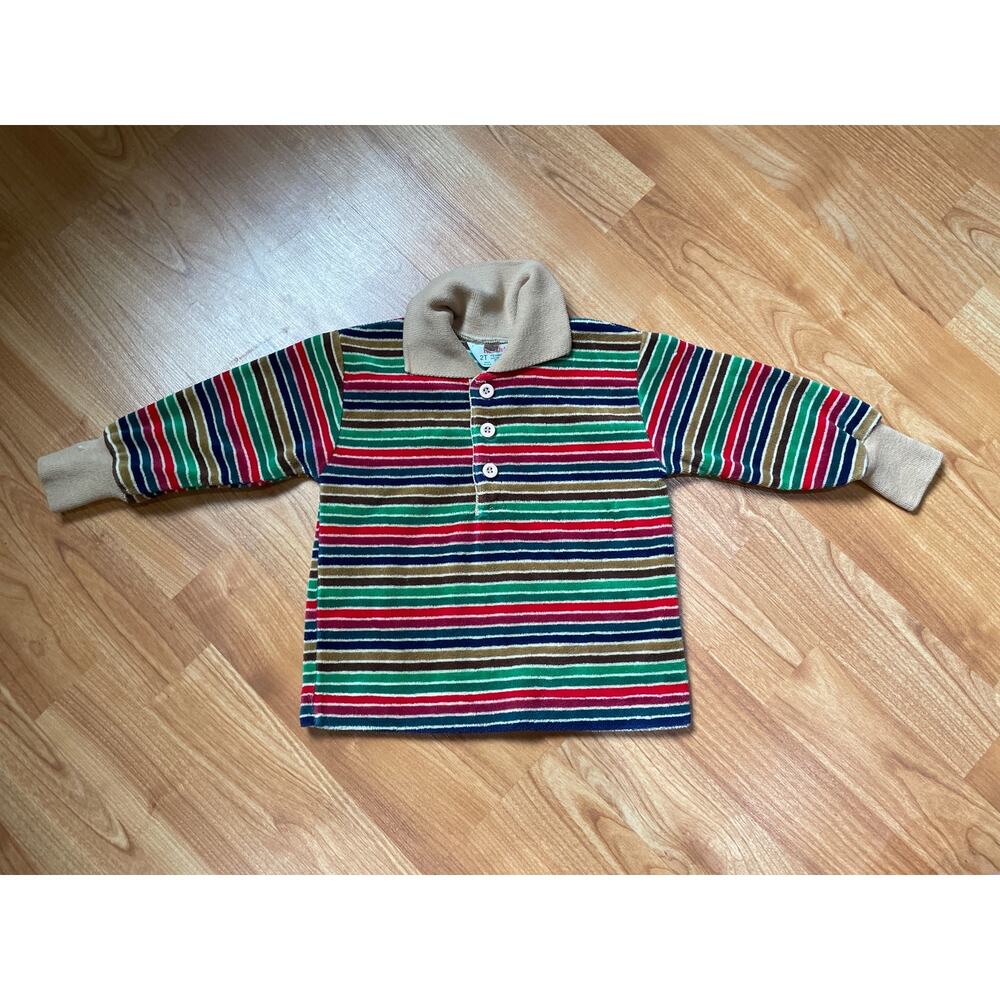 Vintage Heath-Tex Velour striped long sleeve